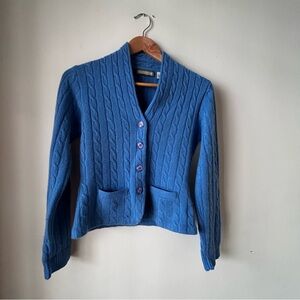 Thailan Blue Cashmere Cardigan Sweater Women’s Petite